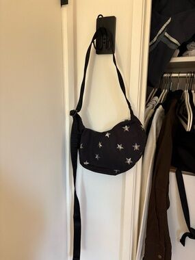 BAGGU Black Shoulder Bag with Silver Star Accents